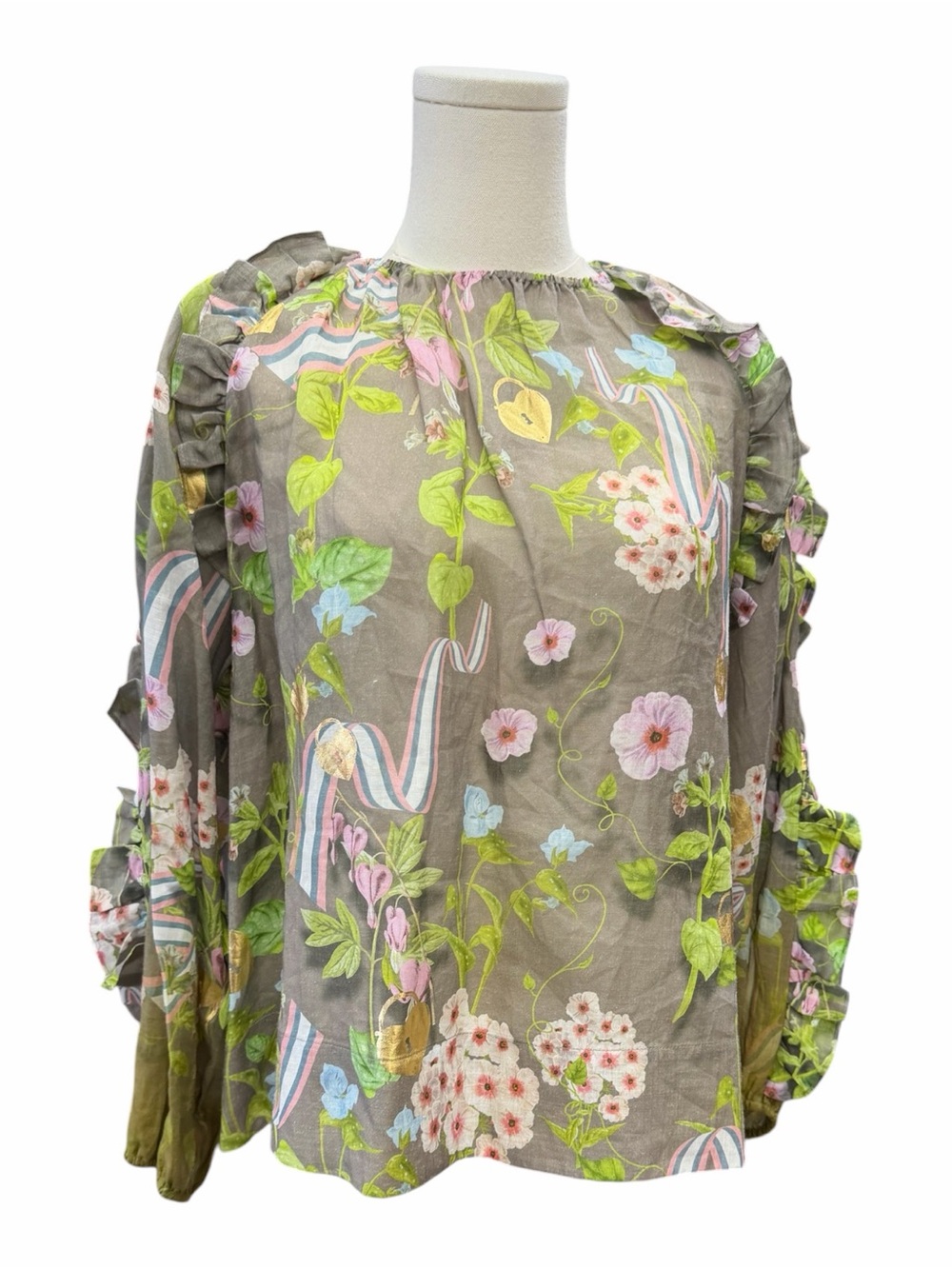 C‎9 Cynthia Rowley Floral Puff Sleeve Blouse